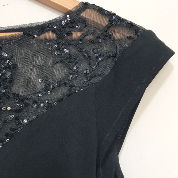 Js Collections black cap sleeve sequin lace top evening gown dress size Large - Picture 4 of 14